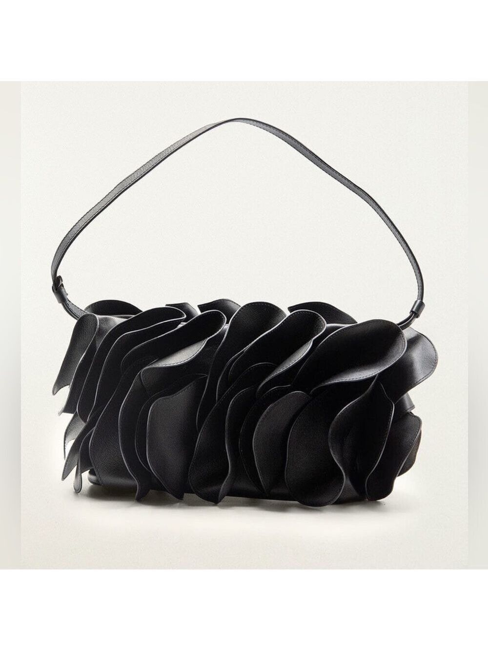 Farm Rio Black Leather Shoulder Flower Bag